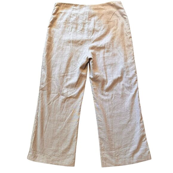 Jason Wu Women's Wide Leg Pants Linen Beige Braid Detail Slash Pocket Size 10 - Picture 2 of 11